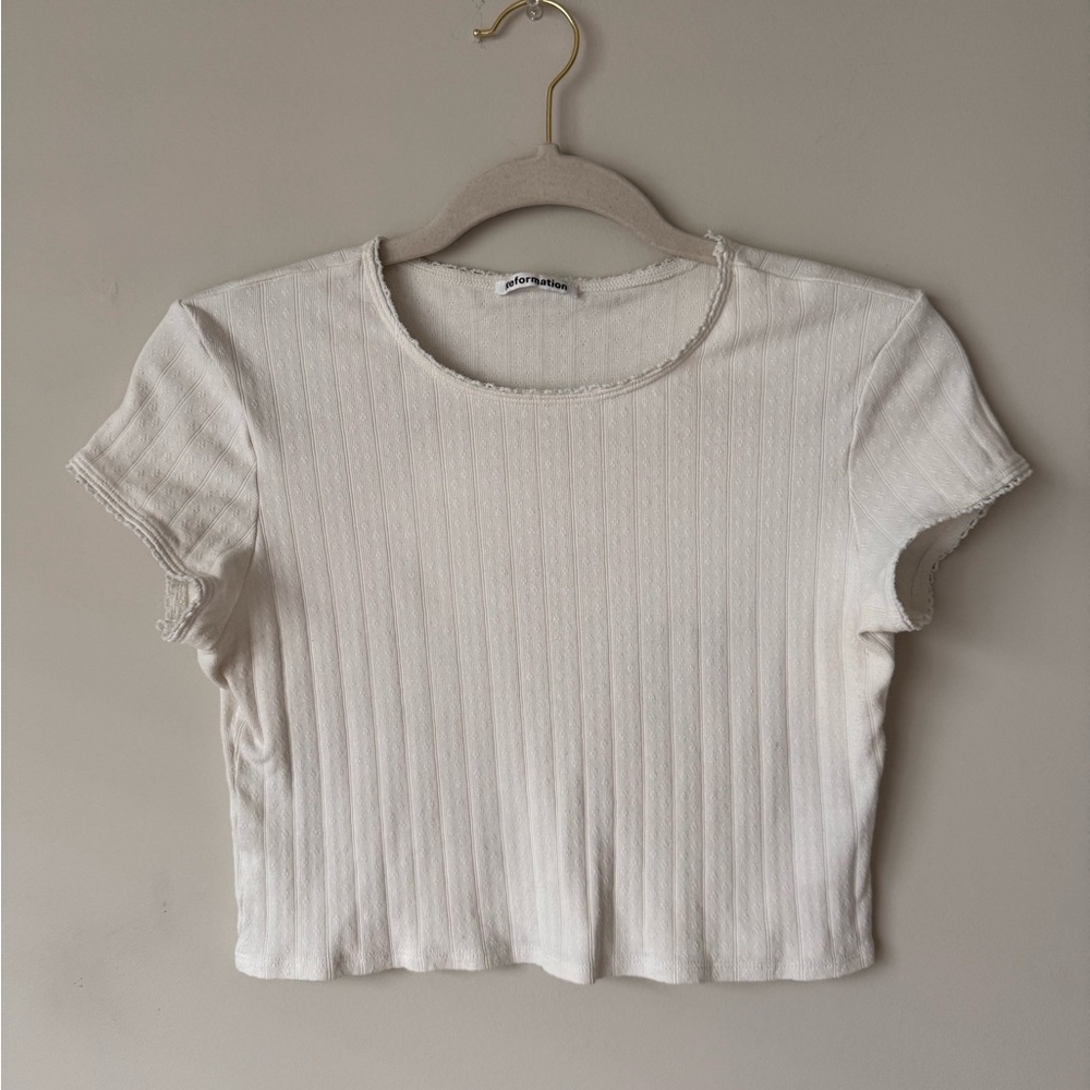 Reformation Muse Pointelle Crop Top